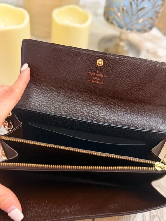 Louis Vuitton Brown Damier Ebene Crossbody with Gold Chain - Picture 4 of 5